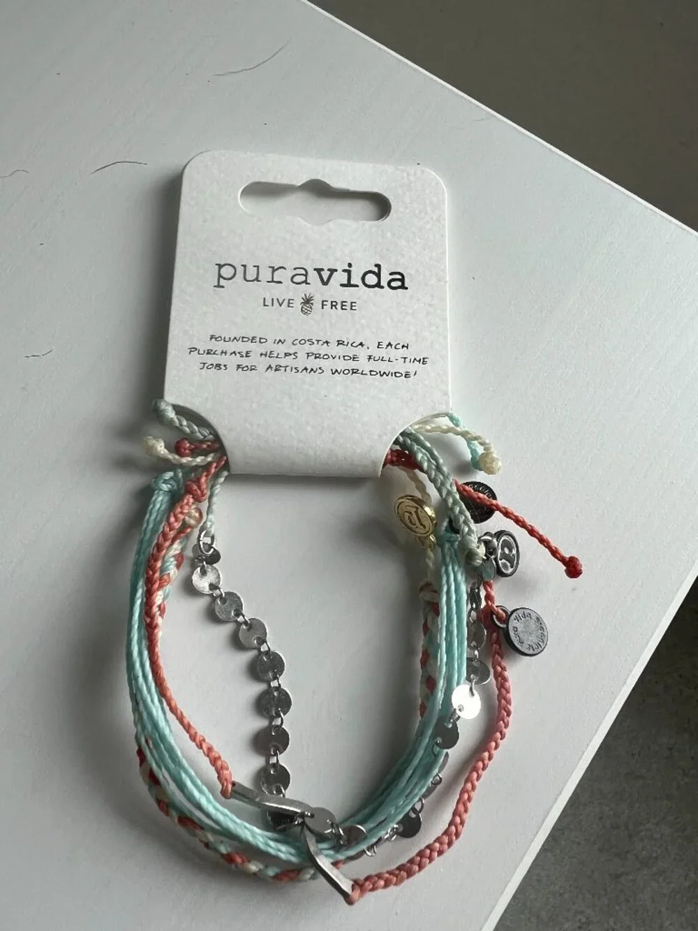 Pura Vida 4 bracelet style pack - blue and coral